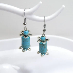 Howlite Flower Earrings Handmade Jewelry Women Birthday Gift - Picture 1 of 6