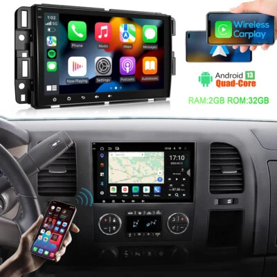 CarPlay Car Radio GPS Stereo Android For Chevrolet Silverado 2007 2008 2009-2013 - Image 1 of 4