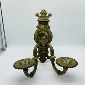 Louis XIV Stil Leuchte Wandleuchter mit Trompete spielende Jungfrauen Messing - Bild 1 von 13