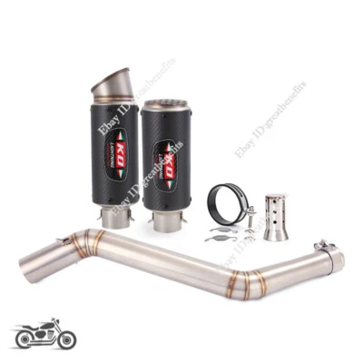 Silenciador de fibra de carbono tubo medio de escape para CF-Moto 650MT 650NK 400NK 2014-2024 Foto 1 de 4