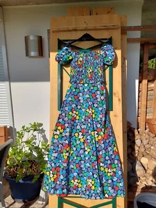 Wunderschönes langes Abend- Cocktailkleid, Oberteil gesmokt, Vintage, 70er 80er - Bild 1 von 9