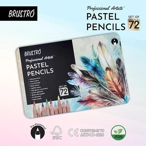 BRUSTRO Artists Pastel Colored Pencils - Set of 72 Shades - 4mm Lead - Picture 1 of 5