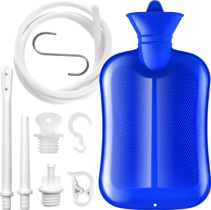2 Liter Home Enema Douche Kit Hot Water Bottle Bag Reusable Colon Cleansing Blue - Picture 1 of 6
