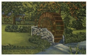 Belüftung Wasserrad blaues Loch Castalia Ohio schöne alte Leinen Postkarte - Bild 1 von 2