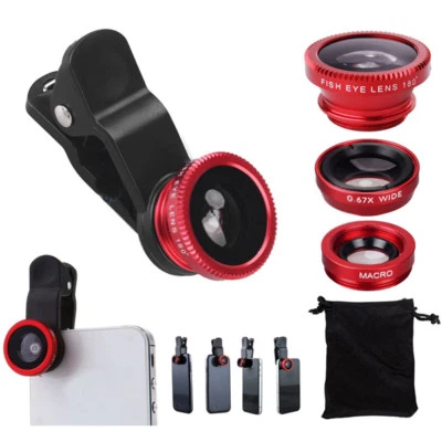 Photo Set 3 By Lens Smartphone Fish Eye/Wide Angle For IPHONE 4 5 6 Samsung P - Image 1 of 4