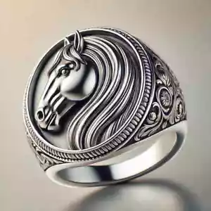 ANELLO TESTA DI CAVALLO PJ PERSONALIZZATO ARGENTO STERLING 925K ALTA QUALITÀ UNISEX - Foto 1 di 10