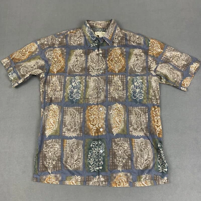 Camisa Tori Richard Para Hombre Mediana Cachemira Abstracta Azulejo Algodón Césped Hawaiana Foto 1 de 4