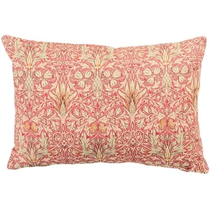 William Morris Snakeshead Boudoir Cushion. Red Classic Floral Design. 17x12" - Picture 1 of 4
