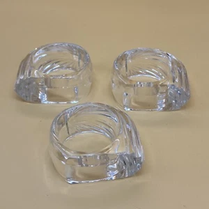 Set Crystal Napkin Rings 3 Heavy Ribbed Serviette Holders Clear - Bild 1 von 21