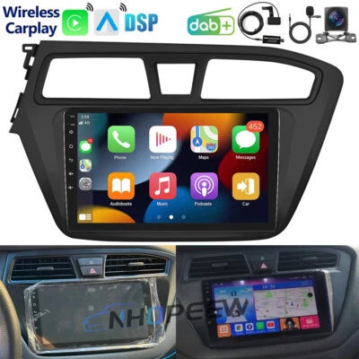 DAB+ Apple Carplay Android 15 autoradio GPS NAVI 32 GB per Hyundai I20 2015-2018