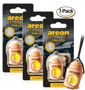 AREON Fresco FSL01 Hanging Car & Home Air Freshener - GOLD Scent (Pack of 3)