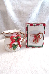 Handcrafted World Bazaar Christmas Holiday Decor Large 4" Tall Porcelain Pitcher - Picture 1 of 6