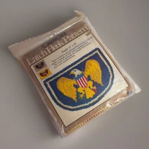 Vintage CARON Latch Hook Pattern Eagle #3019 27" x 20" Canvas & Instructions NOS - Picture 1 of 3
