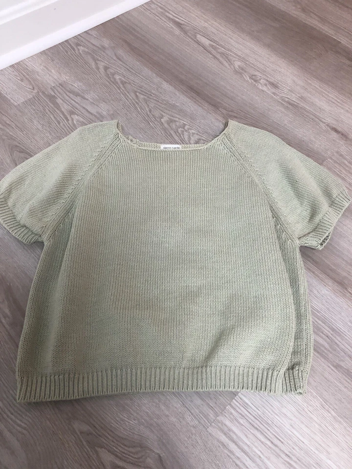 Women’s Pierre Cardin Sage Green Classis Retro 90s Short Sleeve Sweater Size XL - Image 1 of 4