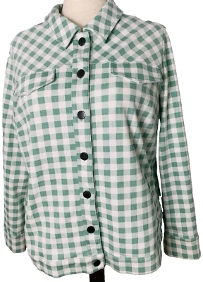 Isaac Mizrahi Mujer 1XL Verde Blanco Cuadros Denim Chaqueta Abrigo Blazer Ligero Foto 1 de 4