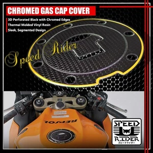 FOR 03-16 CBR-1000RR/600RR PERFORATE BLACK&CHROME GOLD GAS CAP FUEL LID COVER - Picture 1 of 4