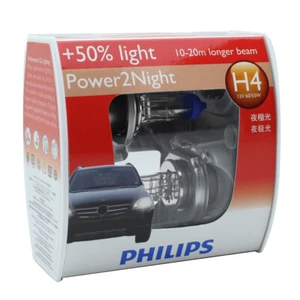 Philips H4 + 50% Plus 50 12V 60/55W Headlight Globes Power 2 Night 12342GTS2 - Picture 1 of 5