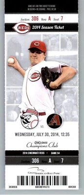 Arizona Diamondbacks vs Cincinnati Reds 7/30/2014 Full Ticket  - Image 1 of 2