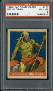 1948 Leaf Pirate Cards #125 Captain Grillo Diego PSA 8 - Bild 1 von 2