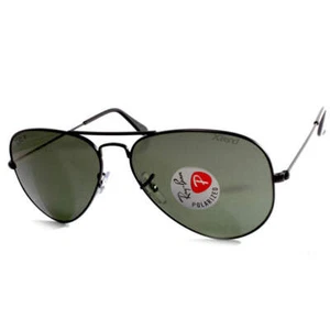 Gafas de sol polarizadas Ray-Ban RB3025 W3361 aviador mate negro/verde unisex - Imagen 1 de 4
