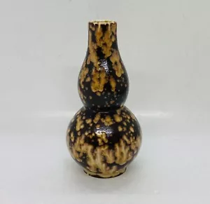 Rare Jizhou Porcelain Gourd Bottle Case Palace Lava Speckled 5.5” Art Decor X1 - Picture 1 of 10