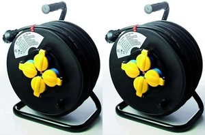 2 St. Industrie Schuko Kabeltrommel 50 m H07RN-F IP44 mit 4 Steckdosen für Außen - Bild 1 von 6