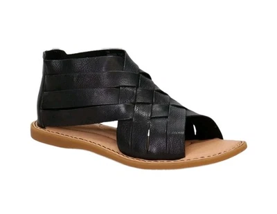 ¡NUEVO! Sandalias Gladiador Born Iwa Tejidas Cuero Negro Planas Espalda Cremallera Correas Talla 9 Foto 1 de 4
