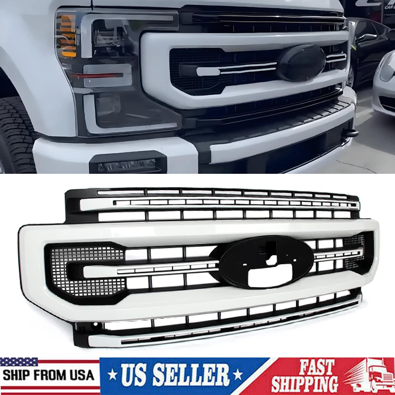 Z1 OXFORD WHITE Grille Assembly For 2020-2022 Ford F250 F350 Super Duty Platinum - Image 1 of 4