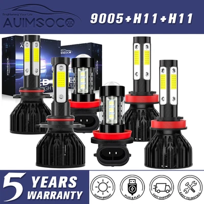 6000K LED Headlight Combo Kit Hi/Lo Fog 6x Bulbs For Subaru Outback 2015-2018 - Image 1 of 4