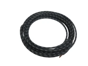 10 feet Vintage Braided Cloth Covered Primary Wire 18 GA gauge Black w/ White - Picture 1 of 4