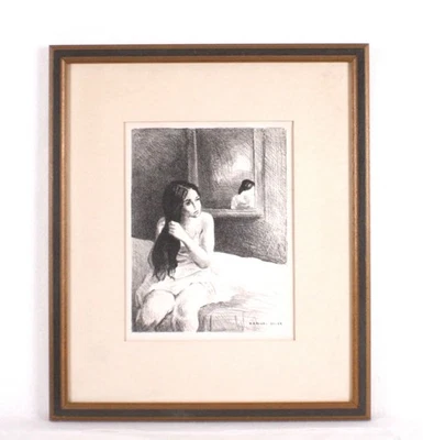 Raphael Soyer (estadounidense 1899-1987), mujer sentada, litografía, firmada y enmarcada Foto 1 de 4