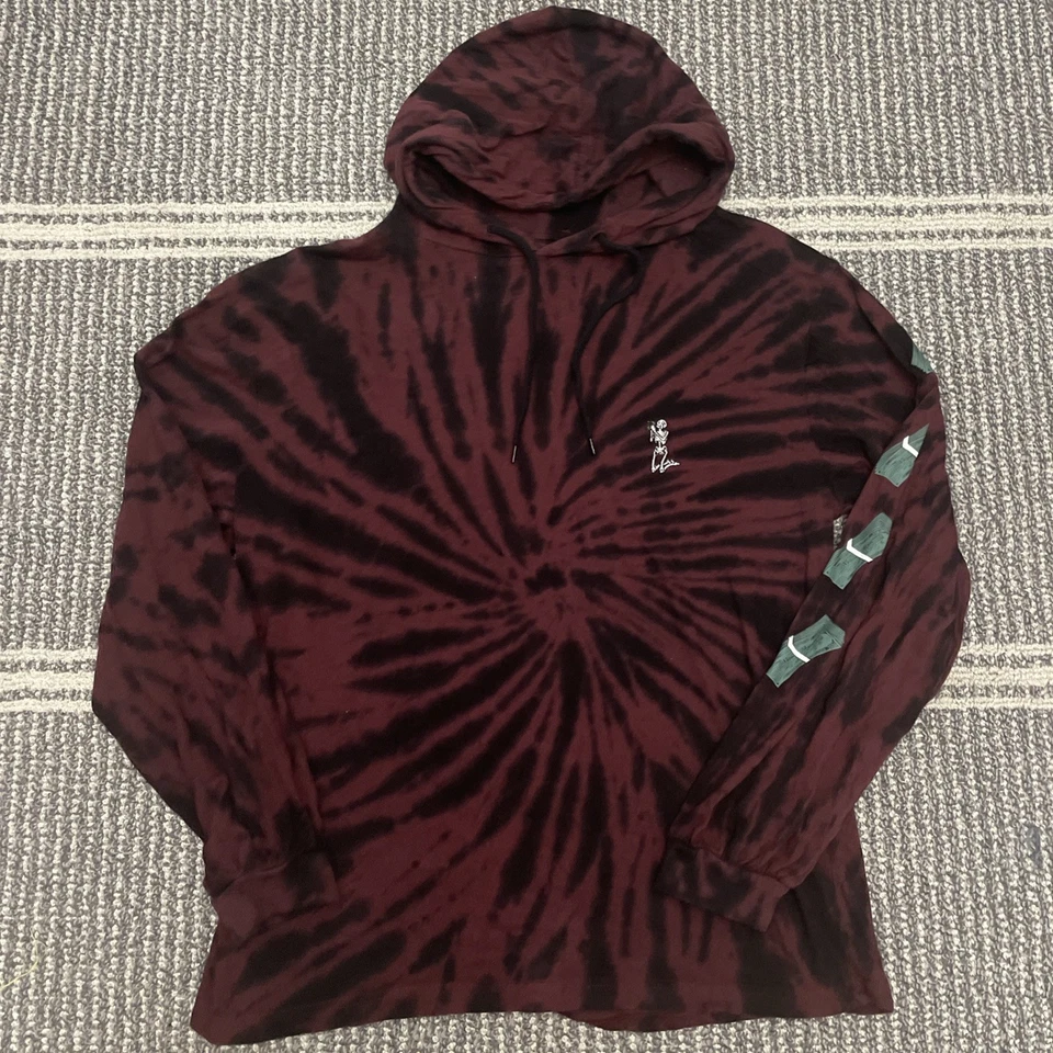 Eighty Eight Men’s Hooded Tshirt Sz XL Skeleton Money Bands Tie Dye Maroon Black - Image 1 of 4
