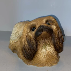 Sandicast 1984 Collectible Dog Sculpture Red Pekingese S. Brue Signed Large - Picture 1 of 9