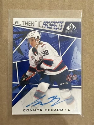 2021 Upper Deck SP Game Used CHL Edition Blue Connor Bedard #2  Auto - Image 1 of 2