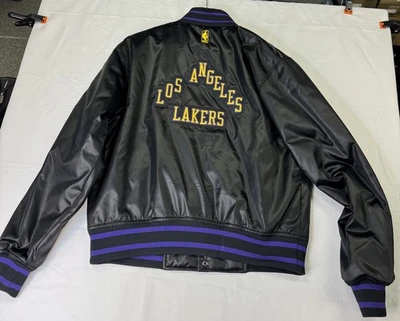 LA Lakers Bomber Jacket City Edition Medium Men’s Black Polyester Warm Cozy A48 - Image 1 of 4