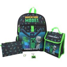 MINECRAFT CREEPER Kids 5-Pc. 16'' Backpack Set w / Insulated Lunch Sack NWT