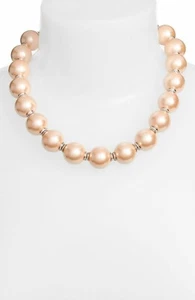 Kate Spade New York pearls of wisdom necklace rose gold pave crystals blush   - Picture 1 of 12