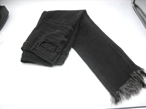 Pantalones de mezclilla negros Free People ajustados desgastados flecos dobladillo agujeros talla 28 - Imagen 1 de 8