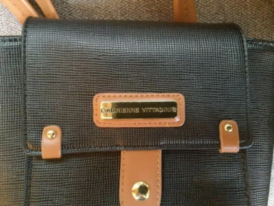 ADRIENNE VITTADINI Black Saffiano Crossbody HANDBAG/Purse~Saddle-Tan Accents - Image 1 of 4