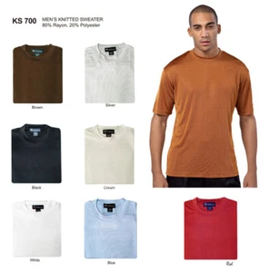 PULL HOMME TRICOTÉ 80 % RAYONNE 20 % POLYESTER MANCHES COURTES ET COULEUR UNIE K700 - Photo 1/16