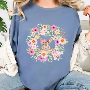 Comfort Colors® Easter Bunny Shirt, Flower Easter Sweatshirt, Cute Easter Shirt - Picture 1 of 8