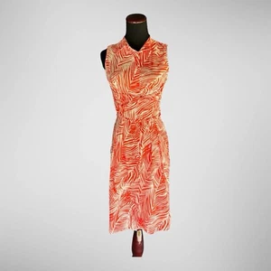 Talbots Women Sz 2 Orange Tropical Safari Button Front Sleeveless WrapTie Dress - Picture 1 of 12