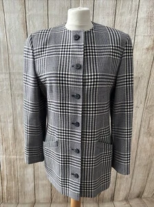 Marks & Spencer Vintage Size Uk12 Ladies Navy Mix Check Jacket - Picture 1 of 7