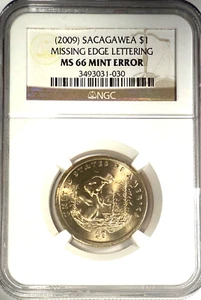 (2009) Sacagawea $1 Missing Edge Lettering NGC MS66 Mint Error - Picture 1 of 2