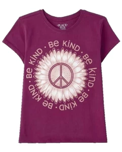 New TCP The Children's Place Be Kind Sunflower Peace Tee Shirt Size L 10-12 NWT - Picture 1 of 2