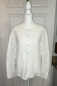 VTG Laura Ashley Lace Cardigan Sweater Sz L 38 Chest Crochet Button Cottagecore - Picture 1 of 17