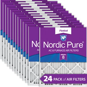 Nordic Pure 8x20x1 Pleated MERV 8 Air Filters 24 Pack - Picture 1 of 6