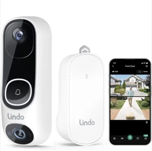 Lindo Pro Dual Camera Video Doorbell 2K with Chime, Free Video History - Picture 1 of 8