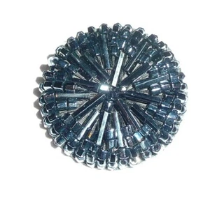 Wunderschöne handgefertigte Rotguss Horn Perlen Tschechisch Glas Schaft Knopf 1-1/8 Zoll - Bild 1 von 7