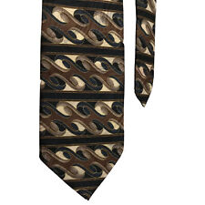 L'Uomo Moda Brown Blue Graphic 4" x 55" Classic Silk Tie Made in Italy
